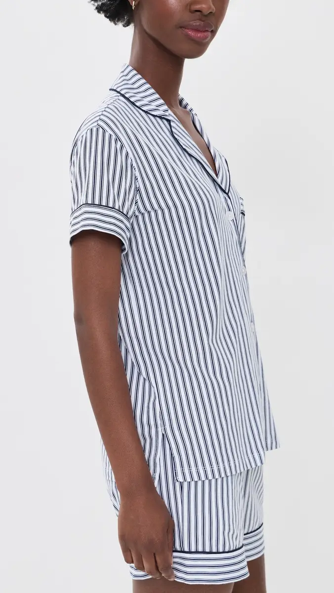 Petite Plume French Ticking Shorts Pajama Set | Thumbnail 4
