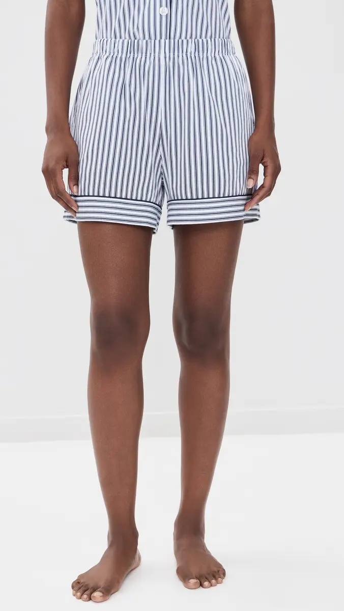Petite Plume French Ticking Shorts Pajama Set | Thumbnail 5