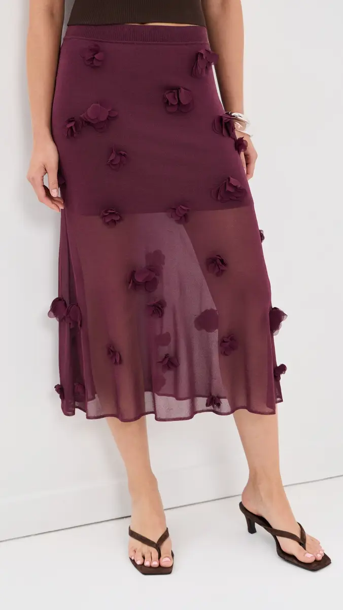 Simkhai Cora Floral Applique Midi Skirt | Thumbnail 2 Simkhai Cora Floral Applique Midi Skirt | Thumbnail 2