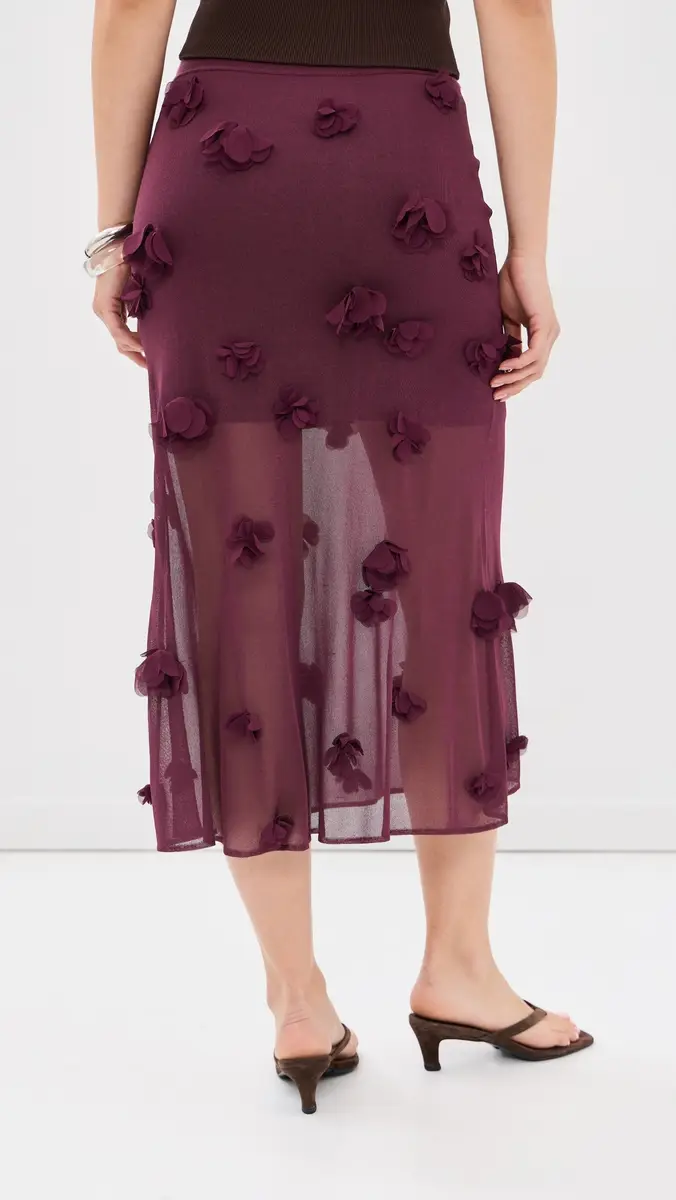 Simkhai Cora Floral Applique Midi Skirt | Thumbnail 3 Simkhai Cora Floral Applique Midi Skirt | Thumbnail 3
