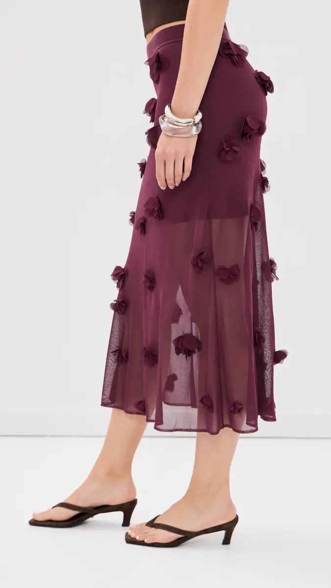 Simkhai Cora Floral Applique Midi Skirt | Thumbnail 4 Simkhai Cora Floral Applique Midi Skirt | Thumbnail 4