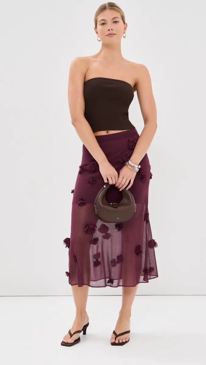 Simkhai Cora Floral Applique Midi Skirt | Thumbnail 5 Simkhai Cora Floral Applique Midi Skirt | Thumbnail 5