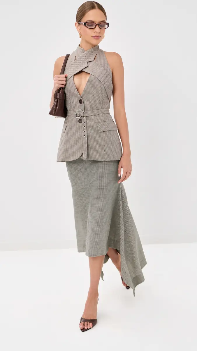Monse Checker Suiting Skirt | Thumbnail 5 Monse Checker Suiting Skirt | Thumbnail 5