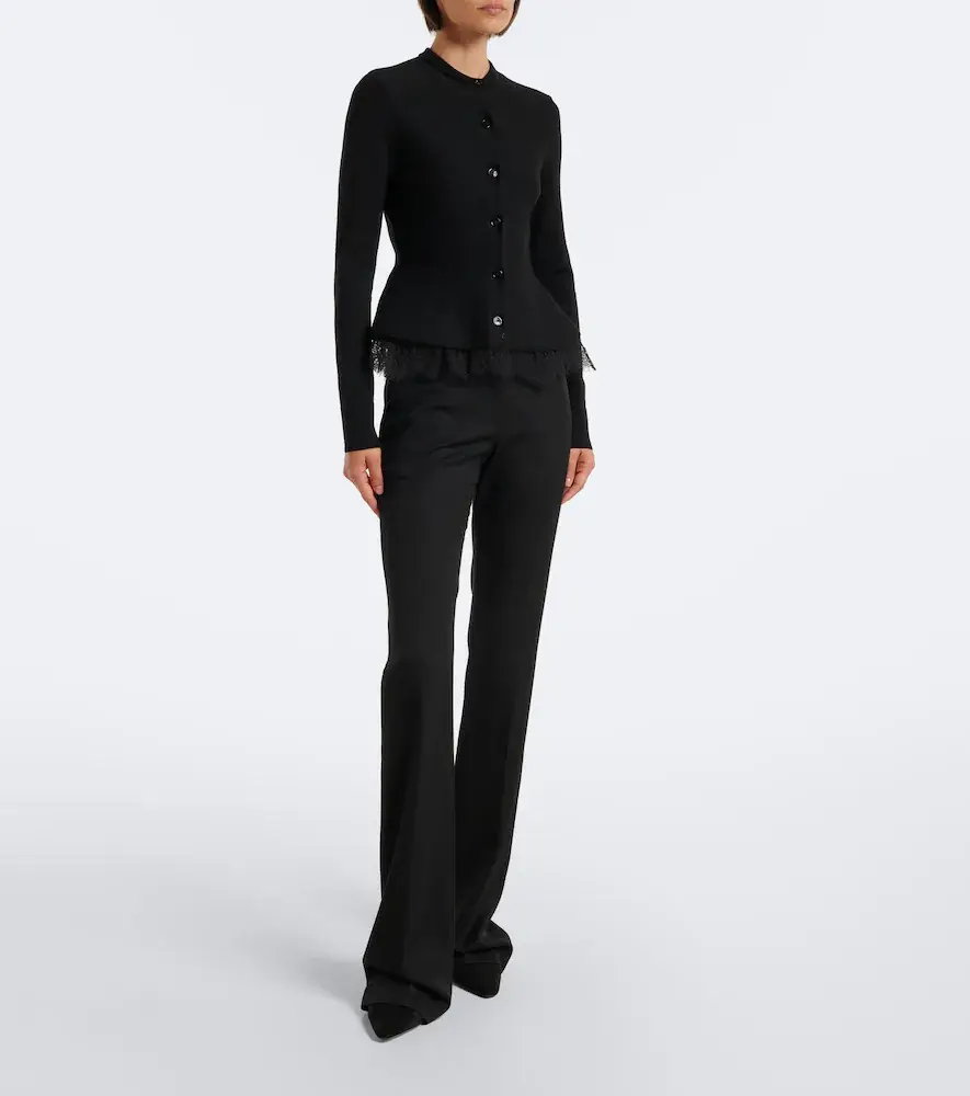 Alexander McQueen Lace-trimmed peplum cardigan | Thumbnail 2