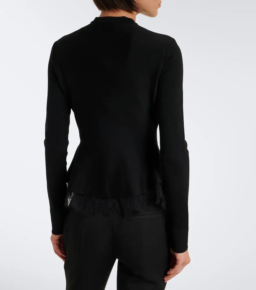 Alexander McQueen Lace-trimmed peplum cardigan | Thumbnail 3
