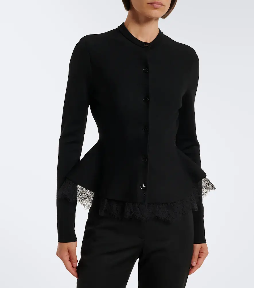 Alexander McQueen Lace-trimmed peplum cardigan | Thumbnail 6