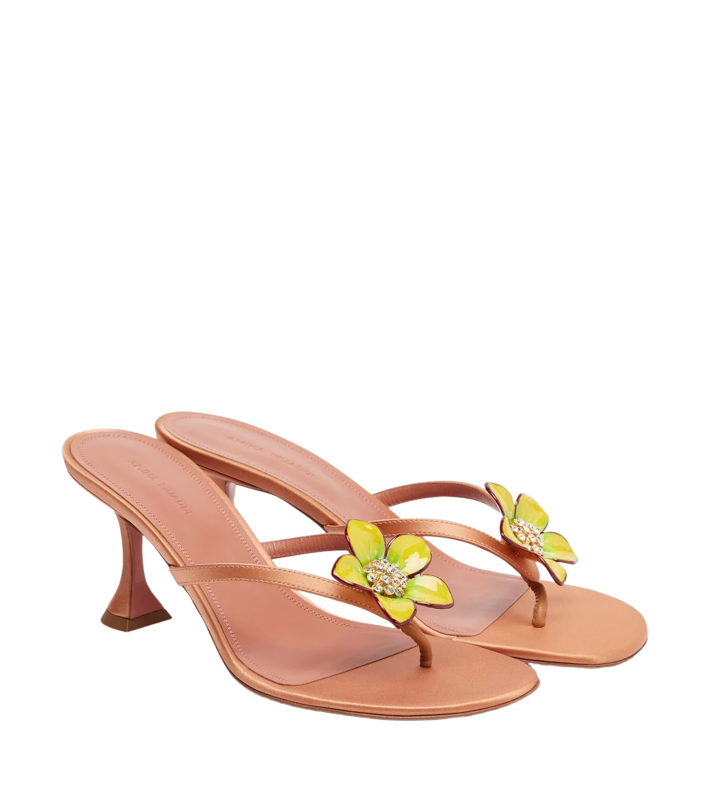 Amina Muaddi Vittoria embellished satin thong sandals