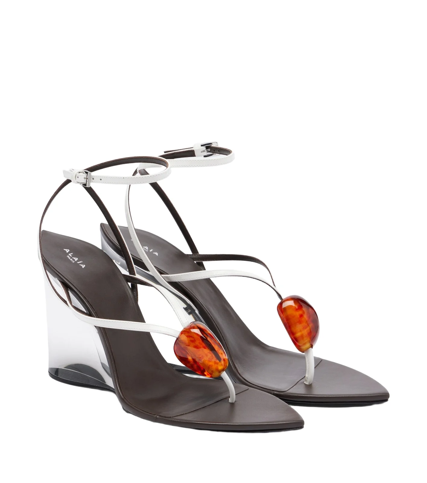 Alaïa Invisible patent leather thong sandals
