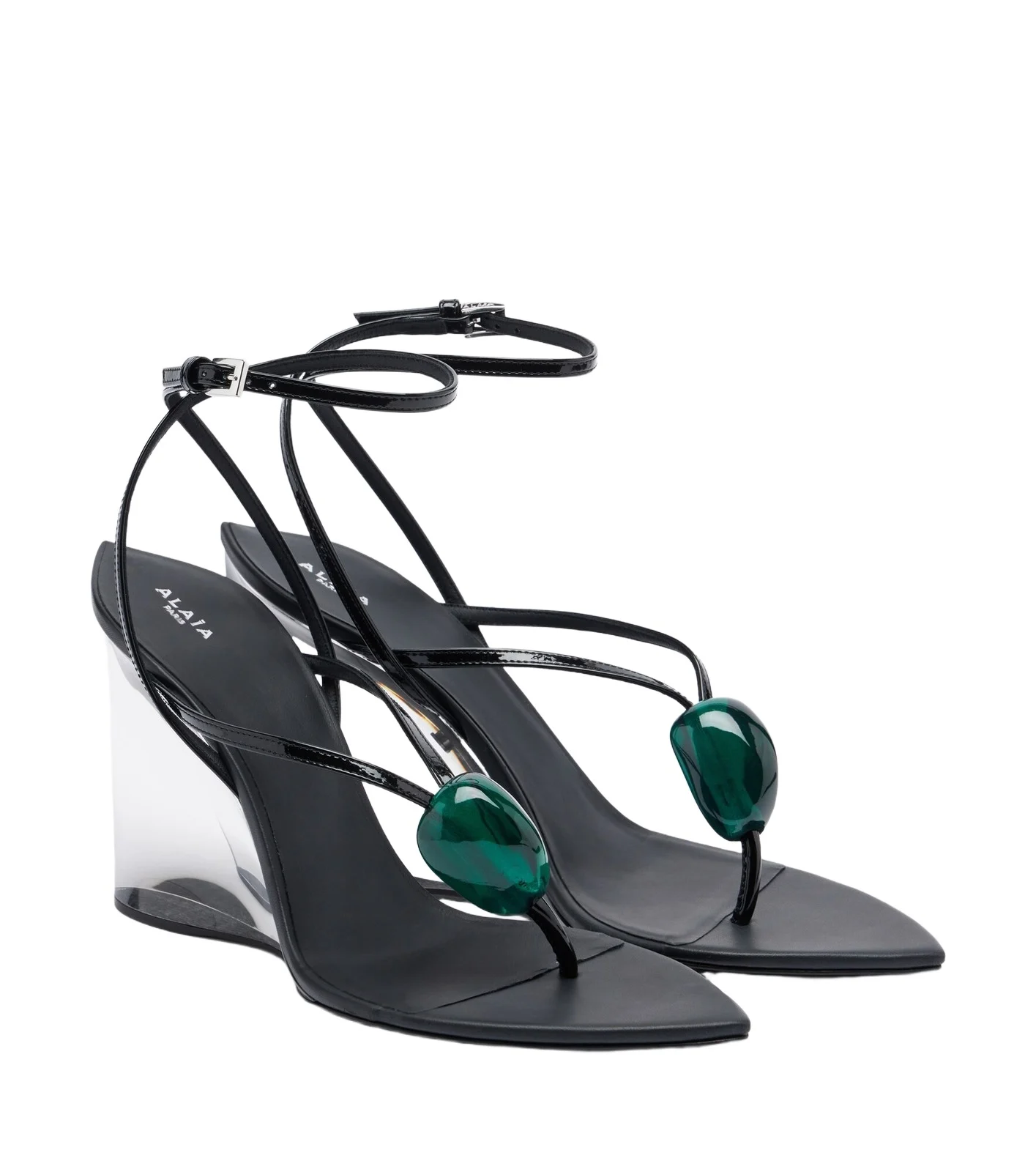 Alaïa Invisible leather wedge thong sandals Alaïa Invisible leather wedge thong sandals