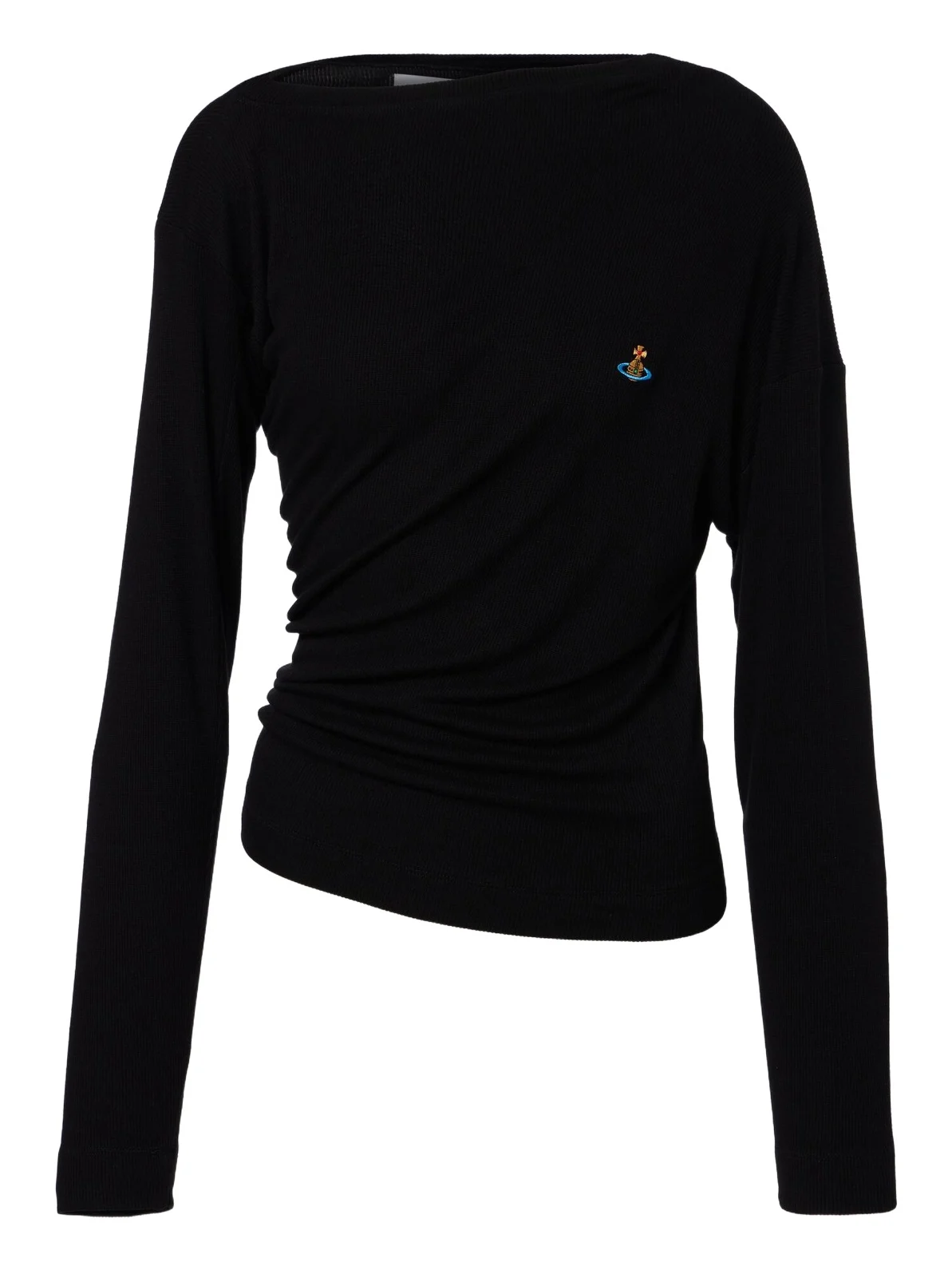 Draped ribbed-knit top