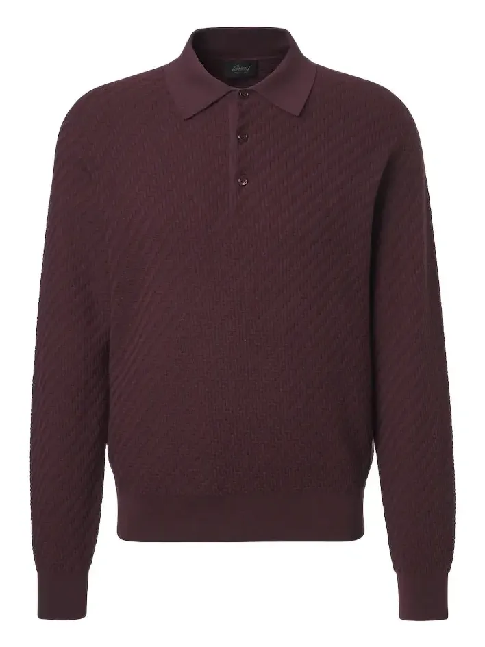 Brioni Cotton, silk and cashmere polo sweater