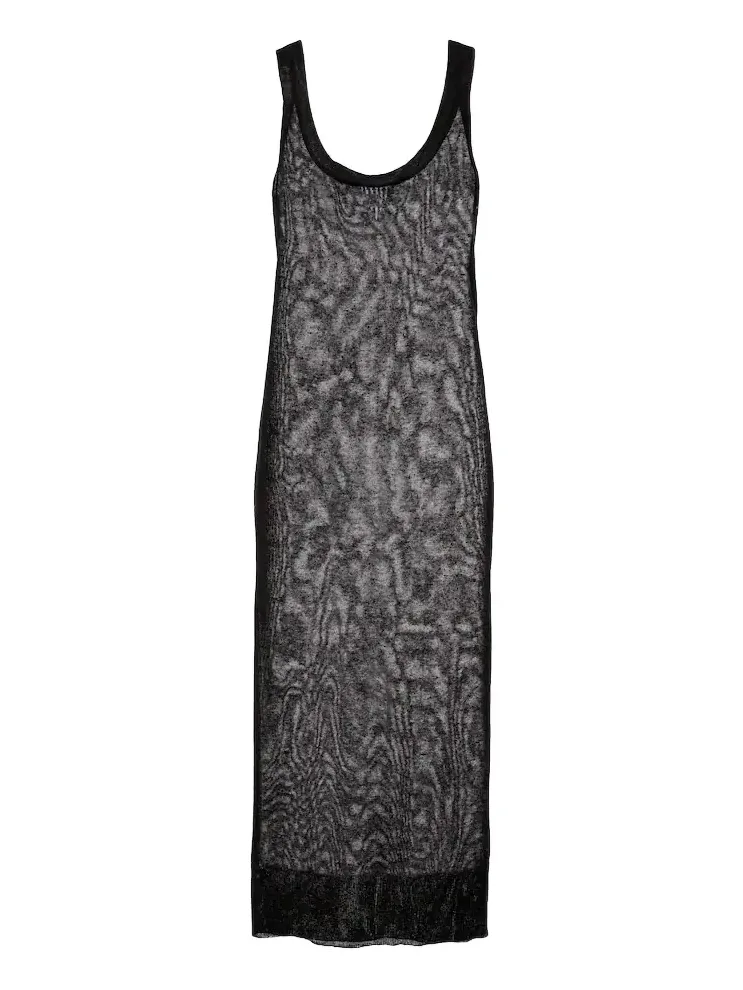 Alaïa Semi-sheer linen and silk midi dress Alaïa Semi-sheer linen and silk midi dress