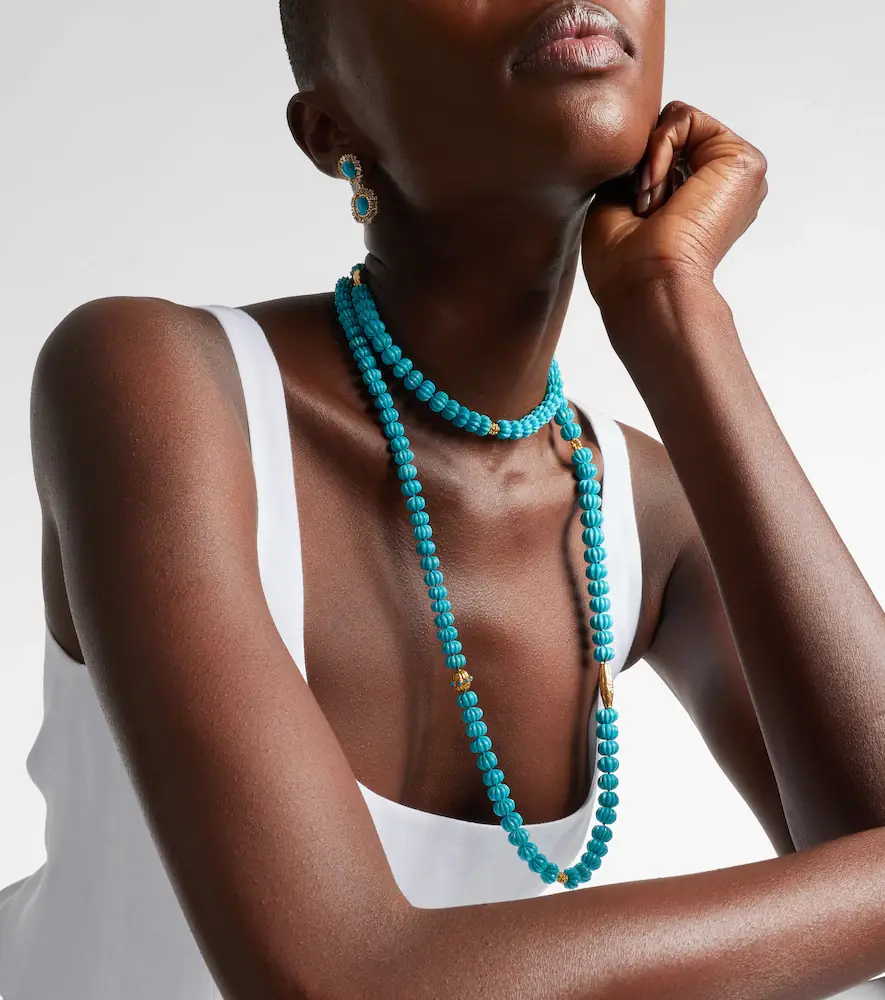 Ileana Makri Horizon 18kt and 9kt gold beaded necklace with turquoises | Thumbnail 3 Ileana Makri Horizon 18kt and 9kt gold beaded necklace with turquoises | Thumbnail 3