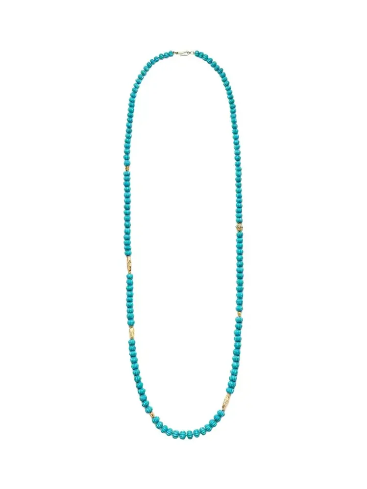 Horizon 18kt and 9kt gold beaded necklace with turquoises