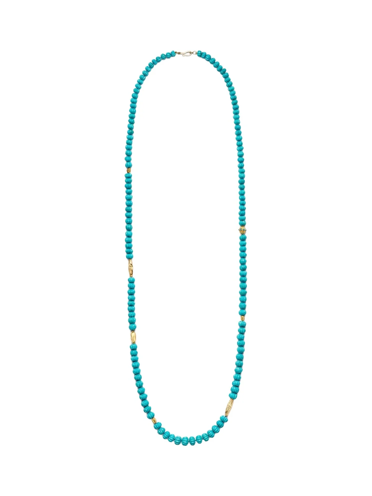 Ileana Makri Horizon 18kt and 9kt gold beaded necklace with turquoises