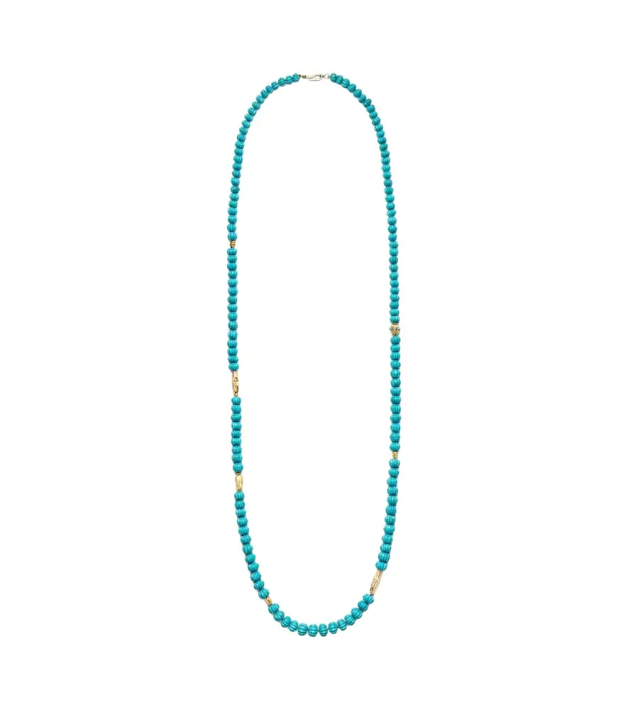 Ileana Makri Horizon 18kt and 9kt gold beaded necklace with turquoises