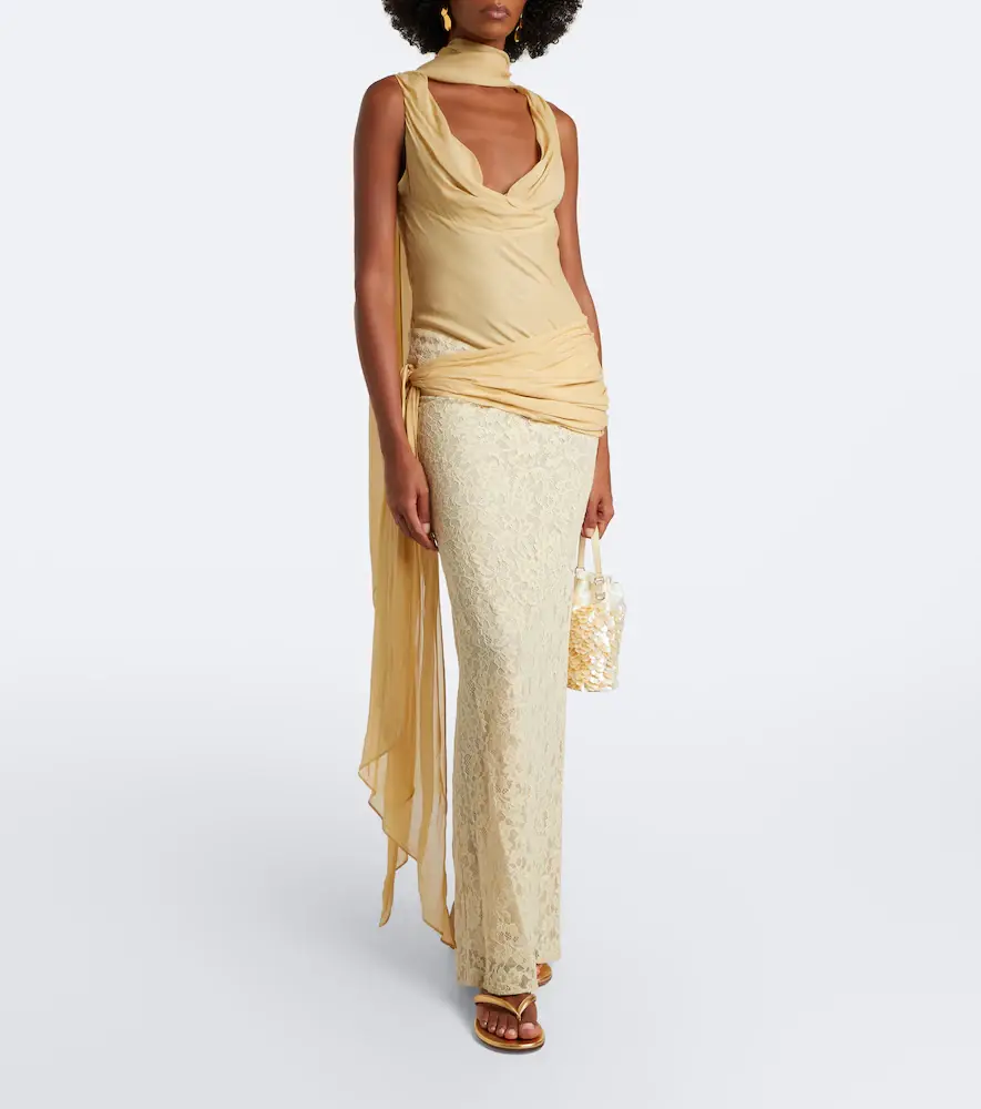 DE LA VALI Rosa lace-paneled georgette maxi dress | Thumbnail 2 DE LA VALI Rosa lace-paneled georgette maxi dress | Thumbnail 2