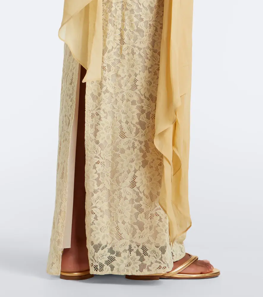 DE LA VALI Rosa lace-paneled georgette maxi dress | Thumbnail 6 DE LA VALI Rosa lace-paneled georgette maxi dress | Thumbnail 6