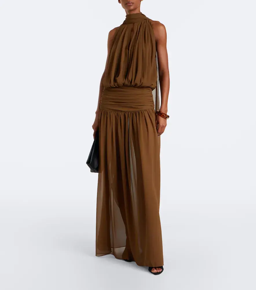 DE LA VALI Cruz draped chiffon maxi dress | Thumbnail 5 DE LA VALI Cruz draped chiffon maxi dress | Thumbnail 5