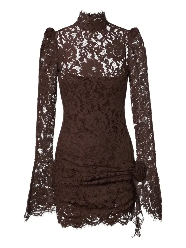 DE LA VALI Bodita cotton-blend lace minidress