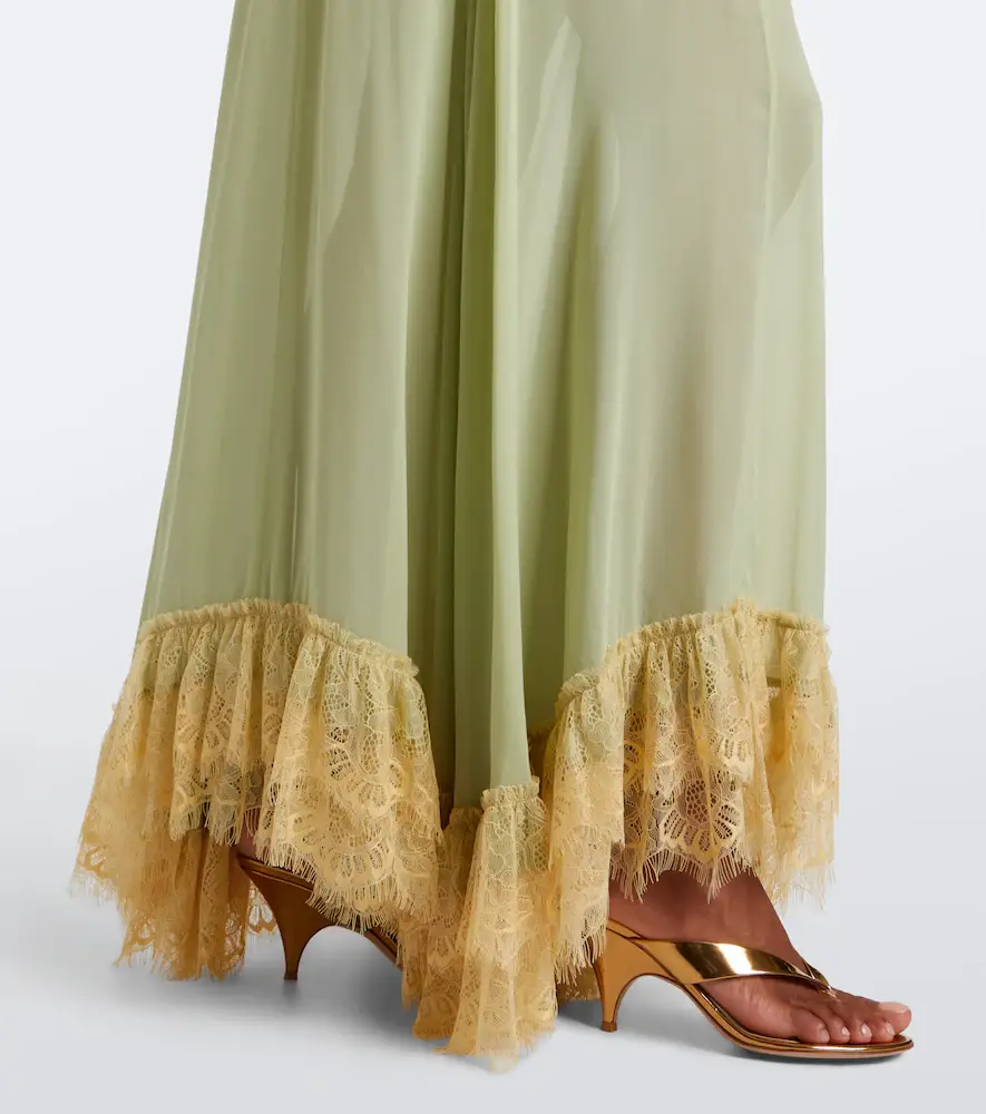 DE LA VALI Estela lace-trimmed georgette maxi dress | Thumbnail 3