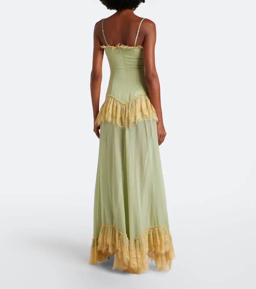DE LA VALI Estela lace-trimmed georgette maxi dress | Thumbnail 6