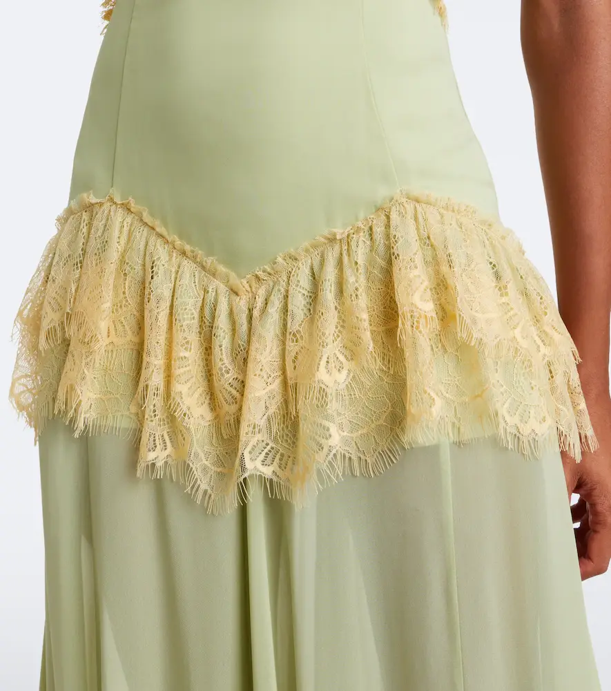 DE LA VALI Estela lace-trimmed georgette maxi dress | Thumbnail 7