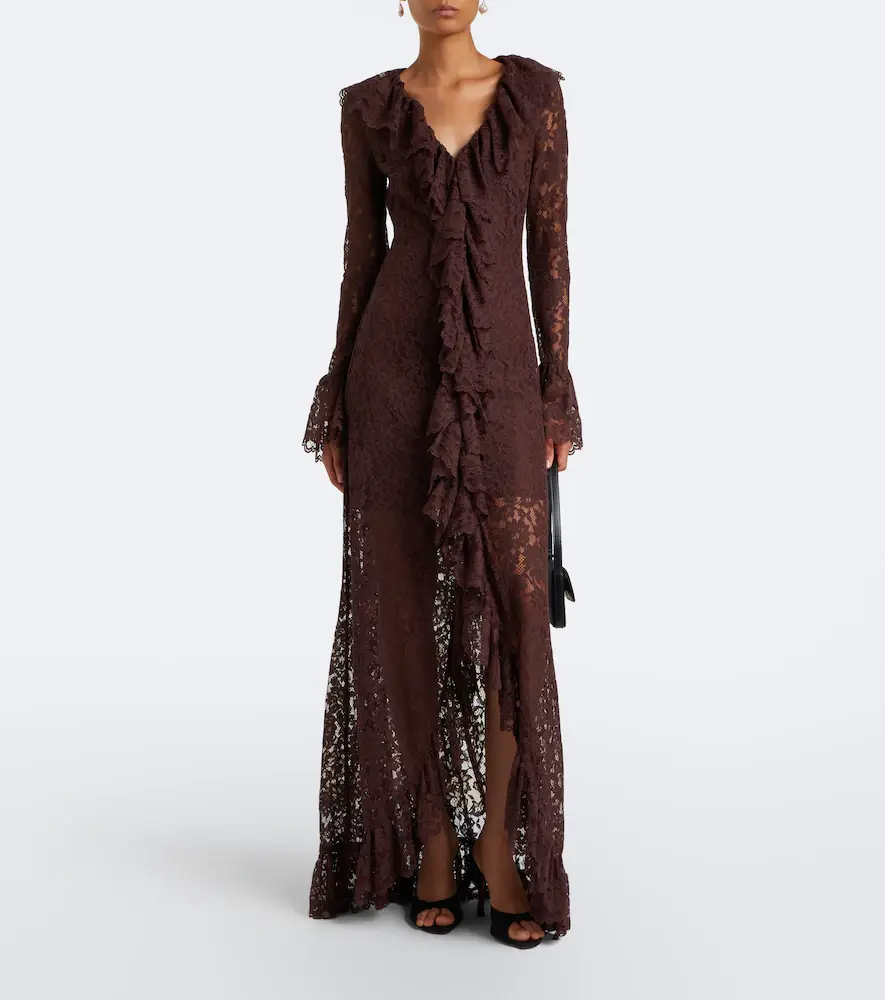 DE LA VALI Clementina asymmetric lace maxi dress | Thumbnail 2
