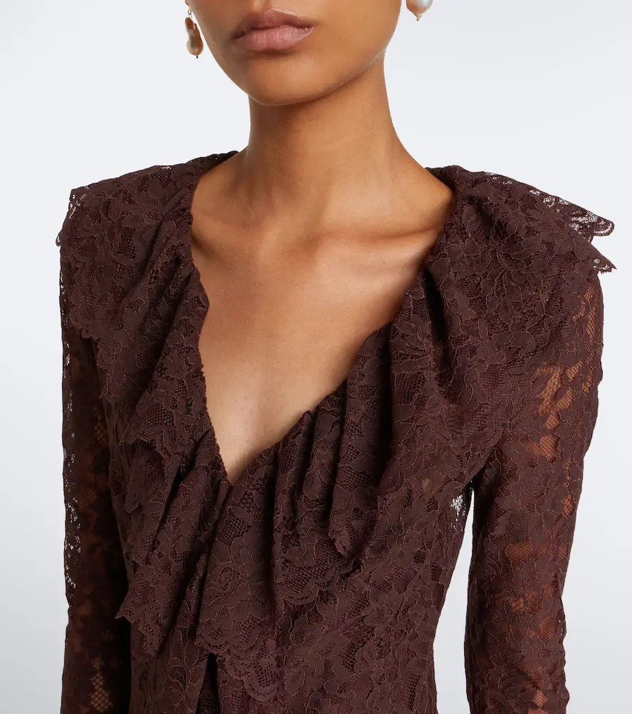DE LA VALI Clementina asymmetric lace maxi dress | Thumbnail 5