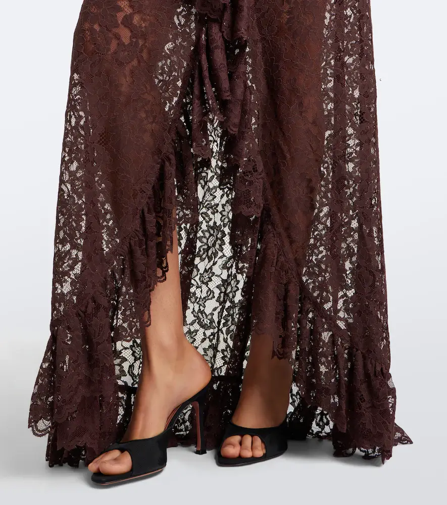 DE LA VALI Clementina asymmetric lace maxi dress | Thumbnail 6