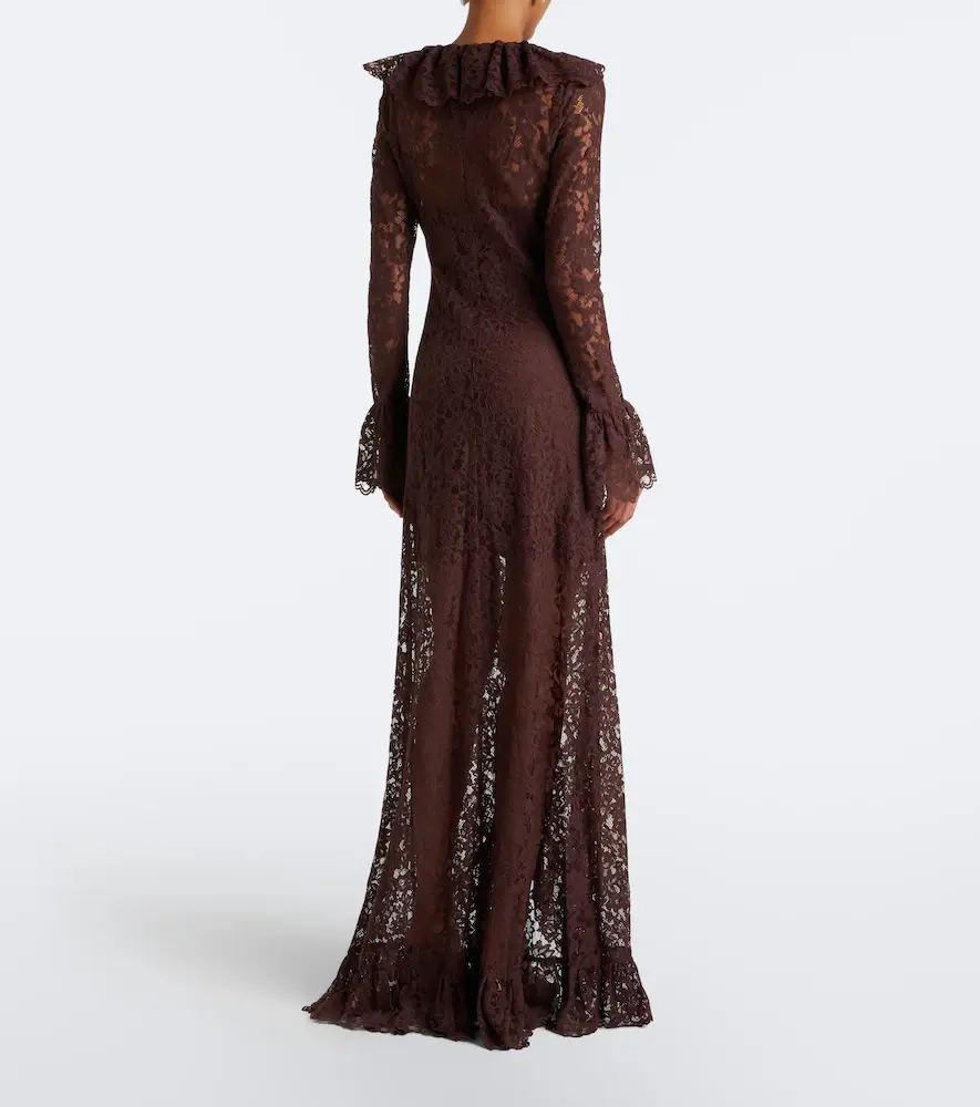 DE LA VALI Clementina asymmetric lace maxi dress | Thumbnail 7