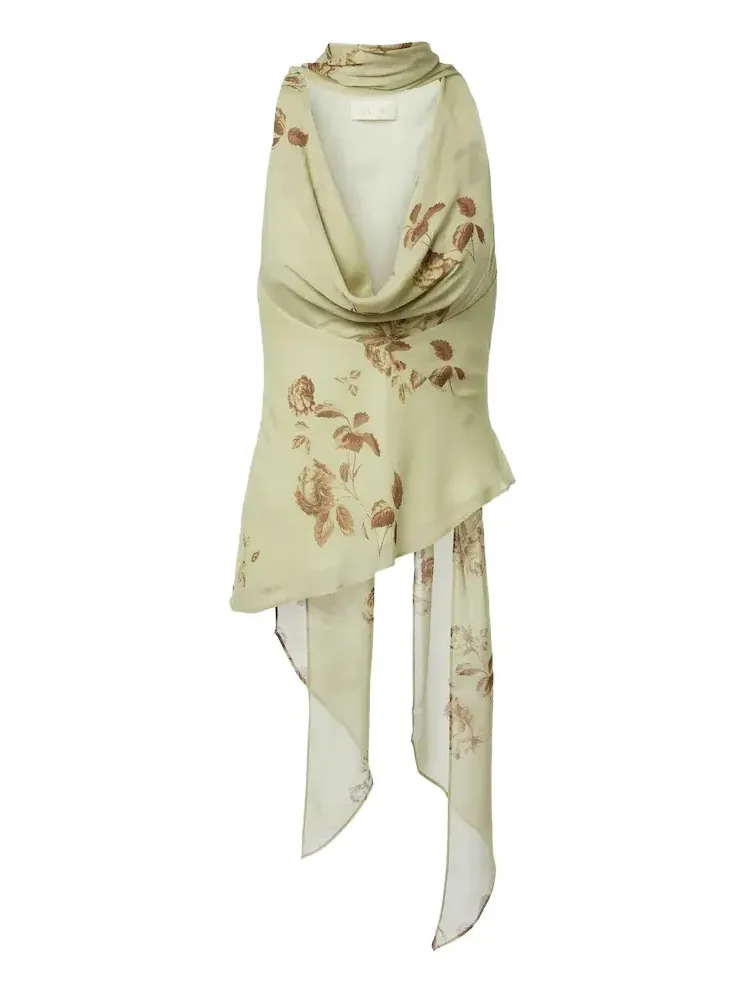 Diosa floral scarf-detail georgette top Diosa floral scarf-detail georgette top