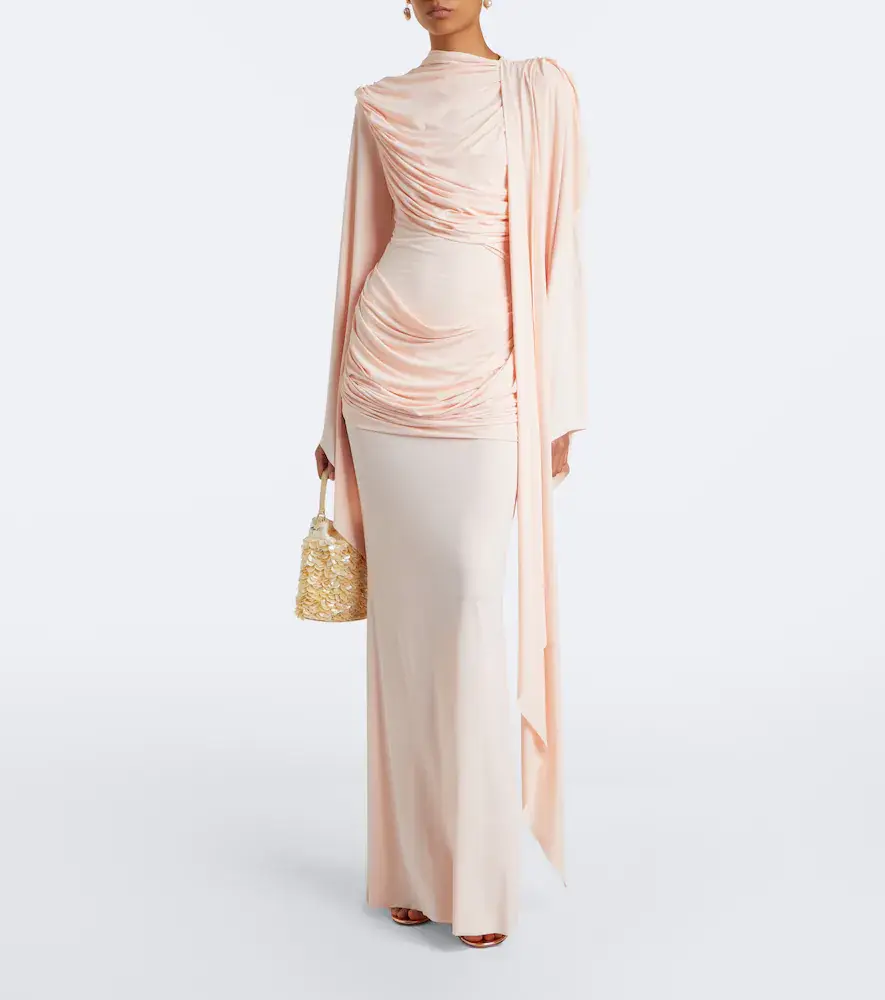 DE LA VALI Perisa draped caped jersey maxi dress | Thumbnail 3