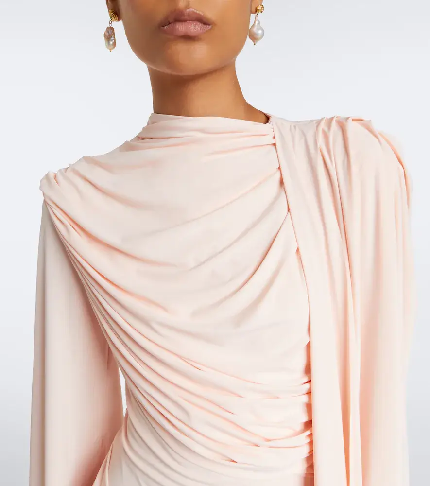 DE LA VALI Perisa draped caped jersey maxi dress | Thumbnail 4
