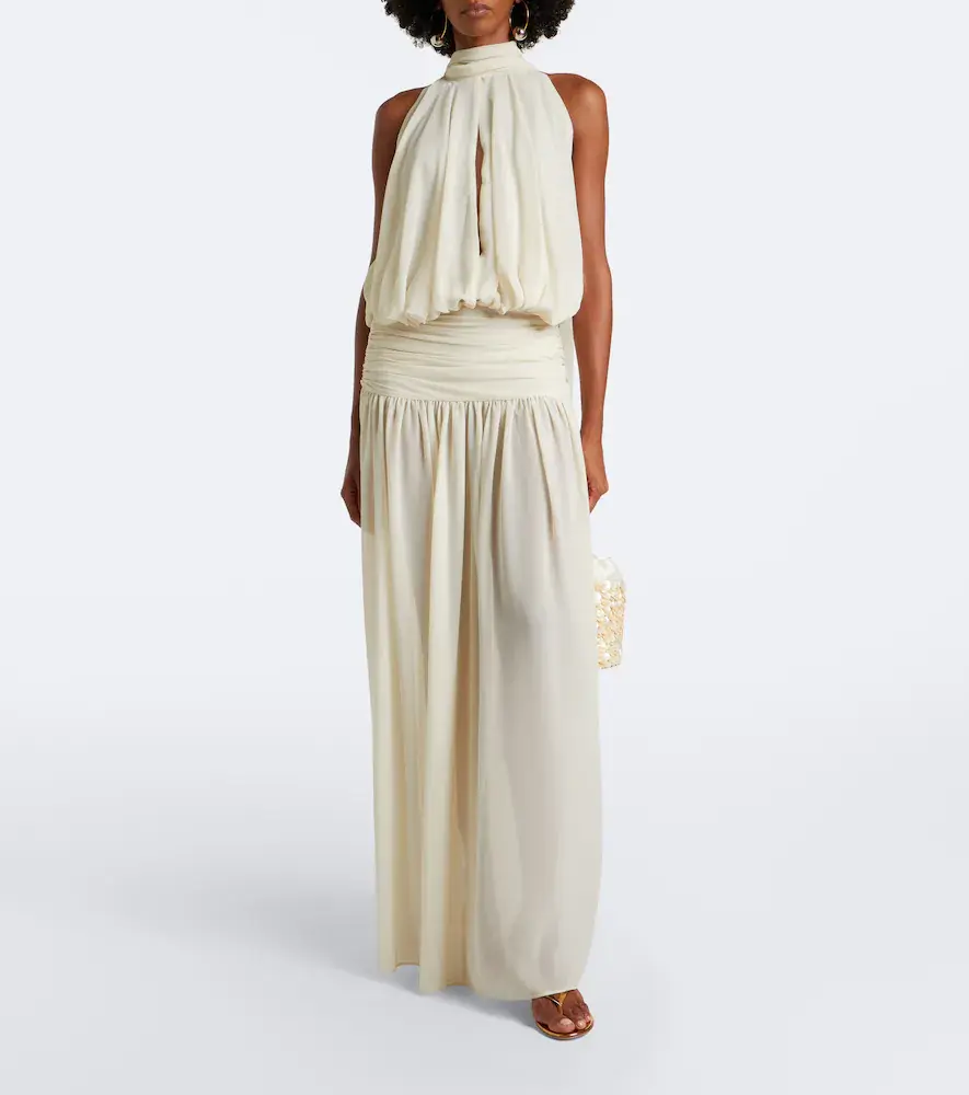DE LA VALI Cruz draped chiffon maxi dress | Thumbnail 5