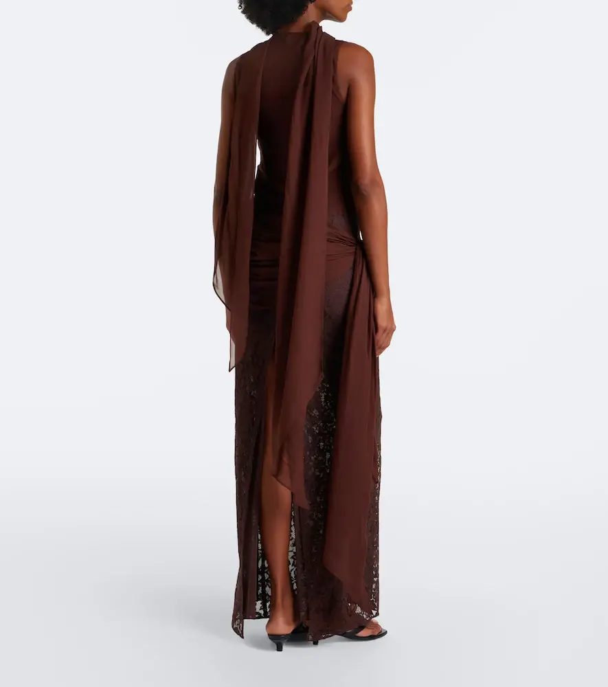 DE LA VALI Rosa georgette and lace maxi dress | Thumbnail 3 DE LA VALI Rosa georgette and lace maxi dress | Thumbnail 3