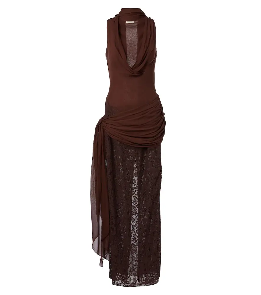 DE LA VALI Rosa georgette and lace maxi dress | Image 1 DE LA VALI Rosa georgette and lace maxi dress | Image 1