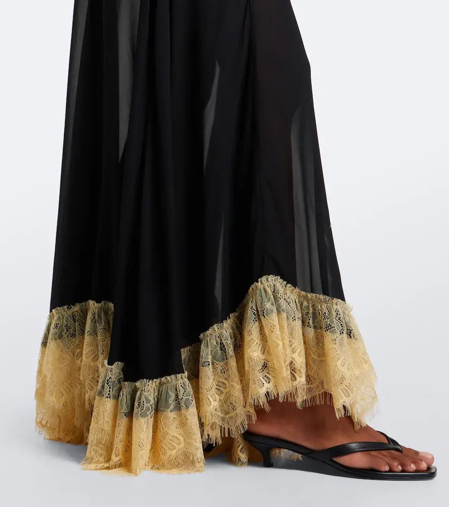 DE LA VALI Estela lace-trimmed georgette maxi dress | Thumbnail 3