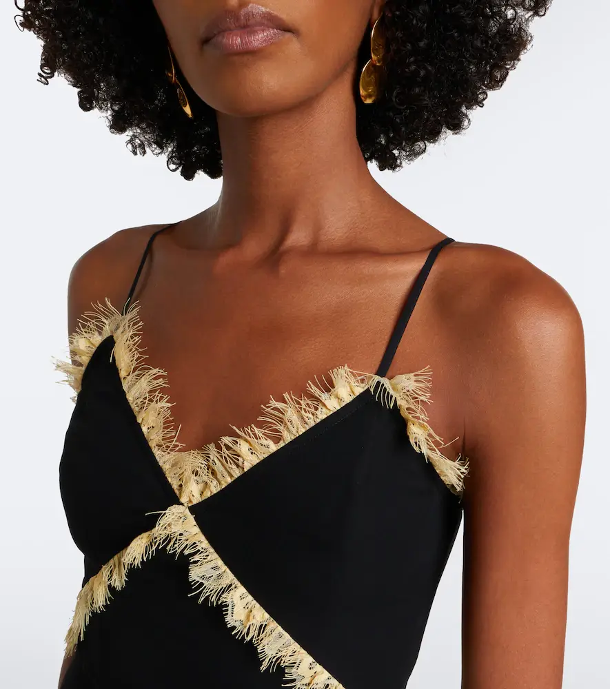 DE LA VALI Estela lace-trimmed georgette maxi dress | Thumbnail 5