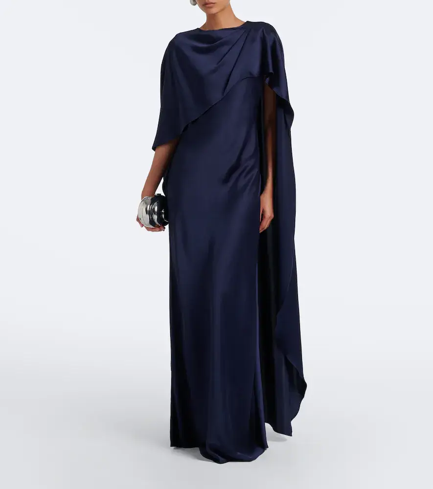 Simkhai Izel asymmetric caped satin gown | Thumbnail 2