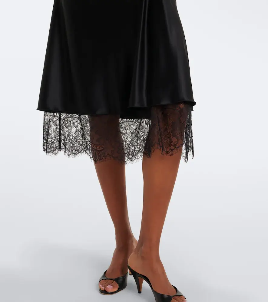 SIR. Ingrid lace-trimmed satin midi skirt | Thumbnail 3 SIR. Ingrid lace-trimmed satin midi skirt | Thumbnail 3
