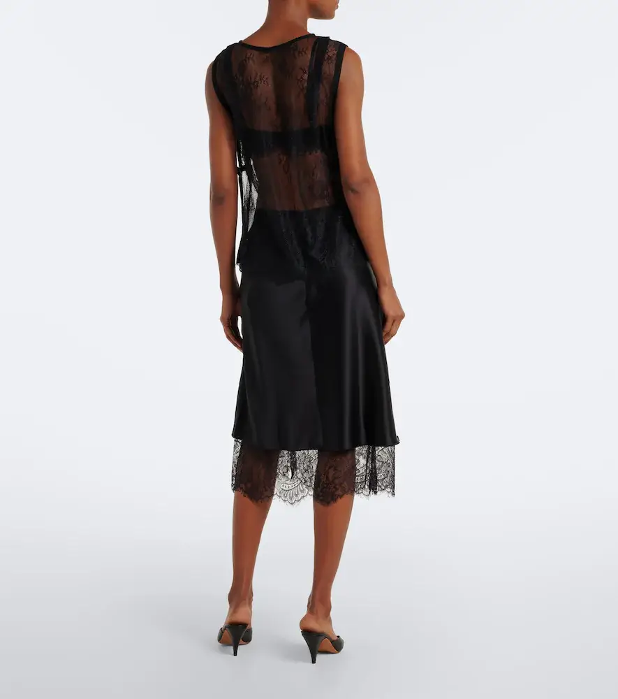 SIR. Ingrid lace-trimmed satin midi skirt | Thumbnail 5 SIR. Ingrid lace-trimmed satin midi skirt | Thumbnail 5