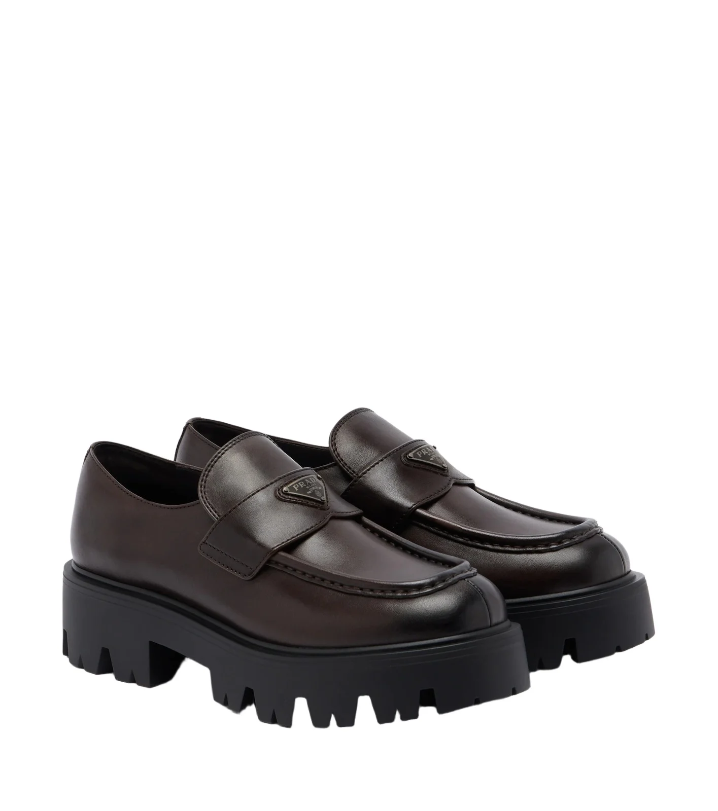Logo leather platform loafers Logo leather platform loafers