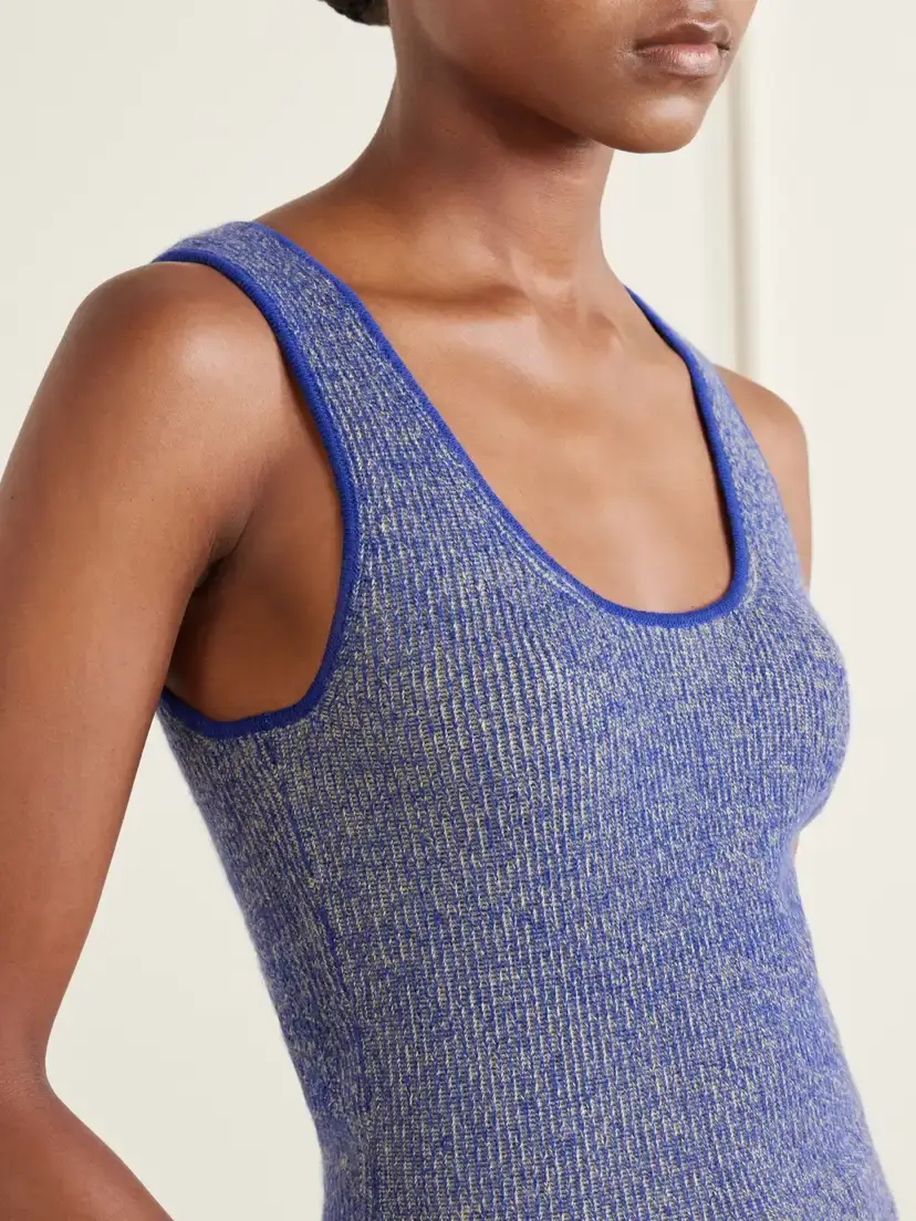 The Elder Statesman Marl Knitted Cashmere Tank | Thumbnail 3