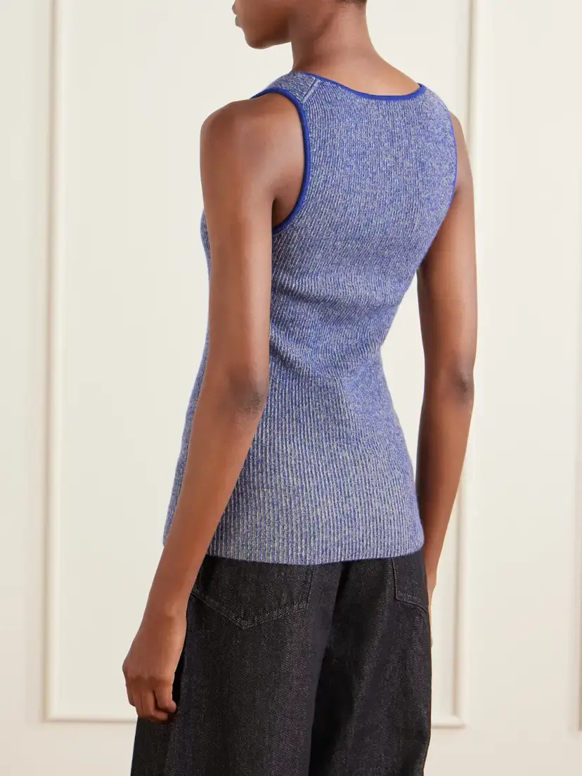 The Elder Statesman Marl Knitted Cashmere Tank | Thumbnail 4