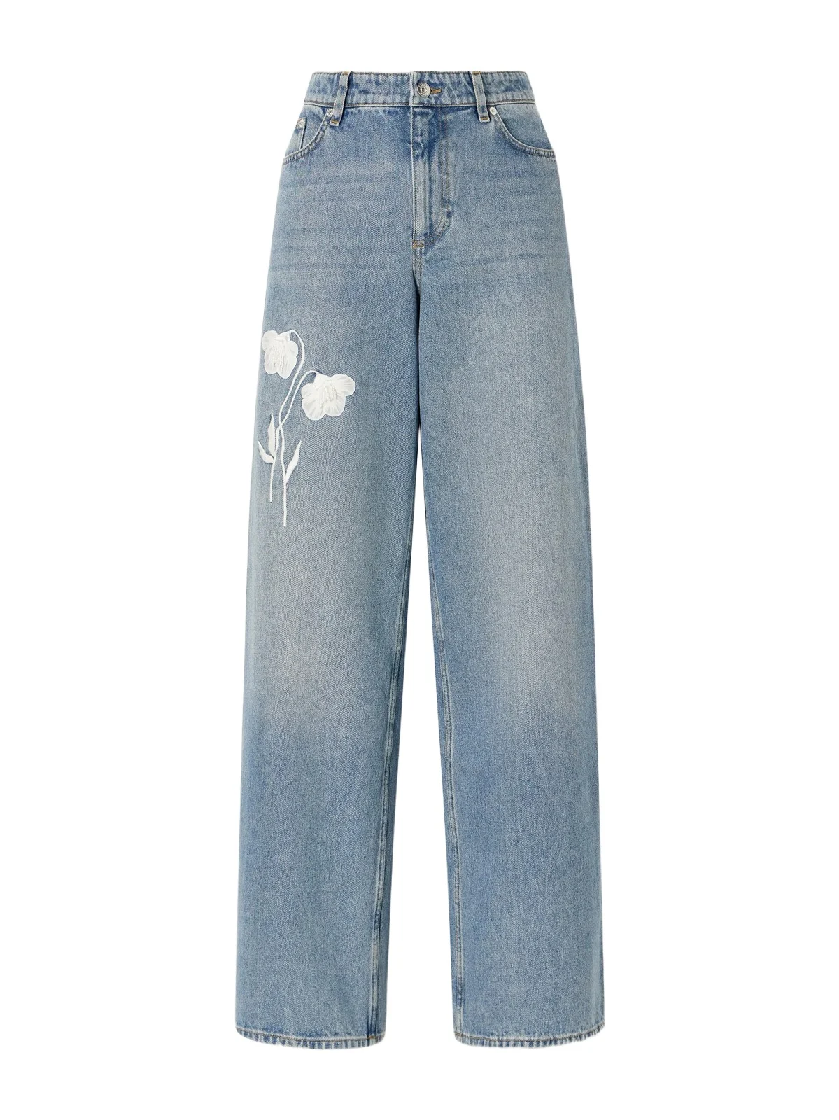Erdem Mid-rise Straight-leg Floral-embroidered Jeans