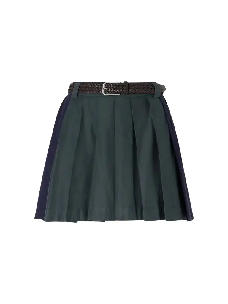 Sea Odessa Belted Pleated Leather-trimmed Cotton-poplin Mini Skirt | Image 1 Sea Odessa Belted Pleated Leather-trimmed Cotton-poplin Mini Skirt | Image 1