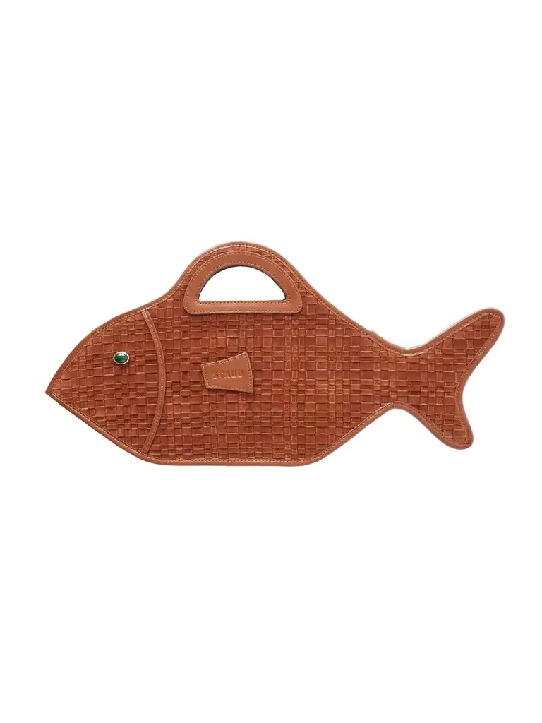Staud Cleo Logo-debossed Leather-trimmed Woven Suede Tote | Image 1 Staud Cleo Logo-debossed Leather-trimmed Woven Suede Tote | Image 1