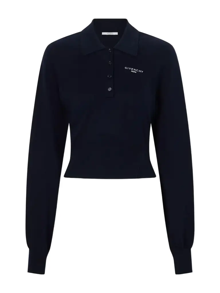 Givenchy Logo-embroidered Cotton And Silk-blend Polo Sweater | Image 1 Givenchy Logo-embroidered Cotton And Silk-blend Polo Sweater | Image 1