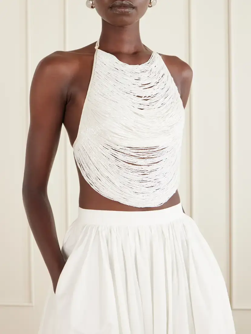 Cult Gaia Tanner Bead-embellished Silk-blend Satin Tank | Thumbnail 3